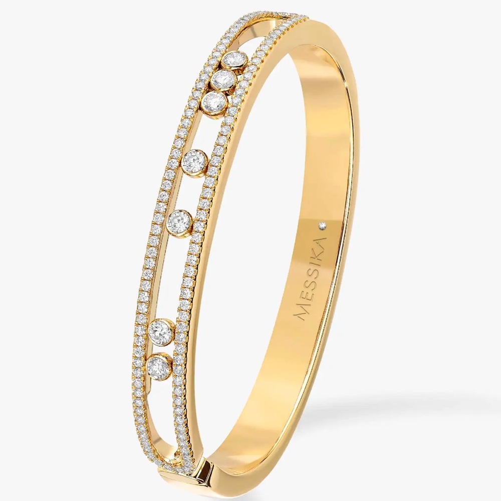 100% auth MESSIKA PARIS YELLOW GOLD DIAMOND BRACELET SEMAINIER MOVE Sz M $14,000